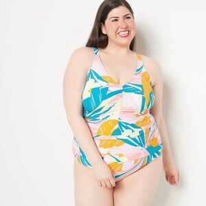 Jantzen Vivienne V-Neck One-Piece Swimsuit | Size 22W | NWT | Tummy Control